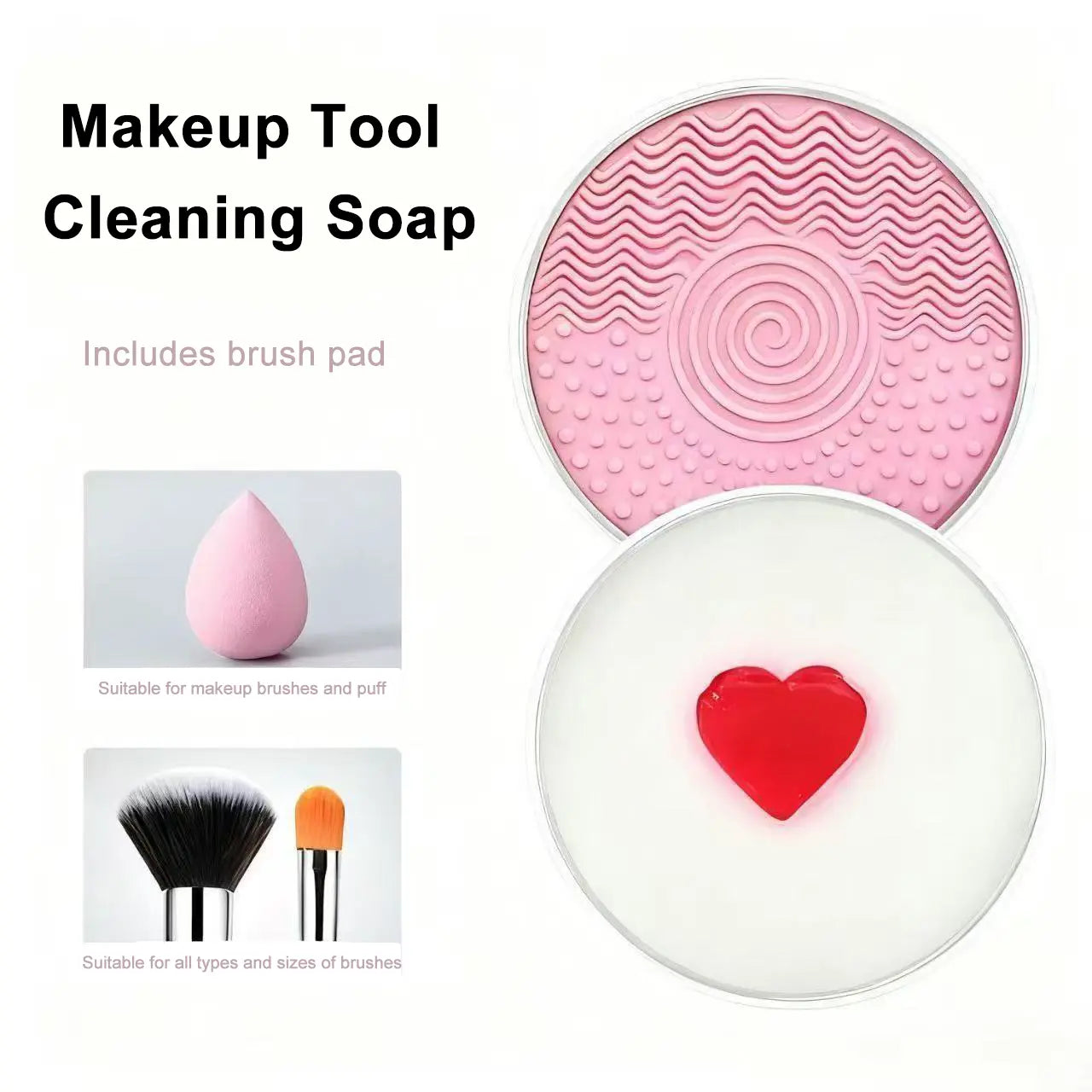 Makeup Brush Cleansing Soap with Silicone Cleaning Pad